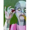 Canvas Oil Painting "Lola and the Yellow Smoking Pipe" 50 x 40 cm, 2 image