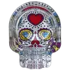Glass Skull Ashtray (Different Prints), Color: Red