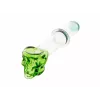 Glass Skull Pipe (Multi-Colored) 12cm, Color: Green