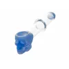 Glass Skull Pipe (Multi-Colored) 12cm, Color: Blue