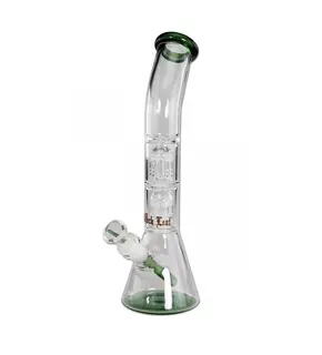 Glass Bong with Tree Arm Percolators and Curved Tube by Black Leaf