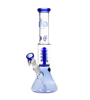 Glass Bong Small Boy Blue Beaker Spiral Perc by Grace Glass