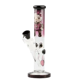 Grace Glass Straight Bong Angry Cat