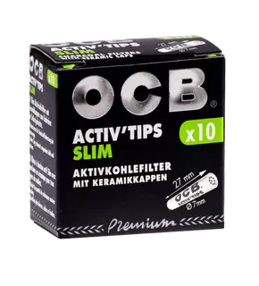 OCB Activ Tips Slim Activated Charcoal Filters 10 pcs