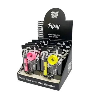 Metal Pipe with Mini Grinder Best Buds Pipsy (Various Colors), Color: Yellow