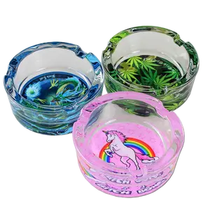 Black Leaf Glass Ashtray (various colours), Color: Pink