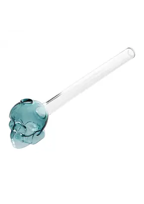 X Puff Glass Vaporizer Pipe with Colorful Skull Design, Color: Green