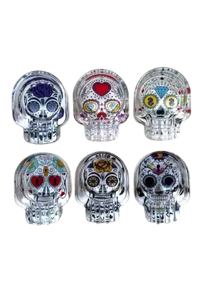 Glass Skull Ashtray (Different Prints), Color: Yellow