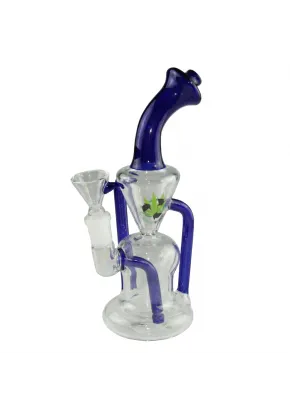 Black Leaf Recycle Bubbler, Color: Blue