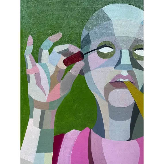 Canvas Oil Painting "Lola and the Yellow Smoking Pipe" 50 x 40 cm, 2 image