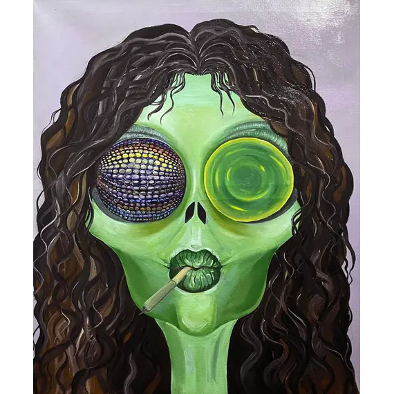 Canvas Oil Painting "Betty with a Dense Joint" 50 x 60 cm