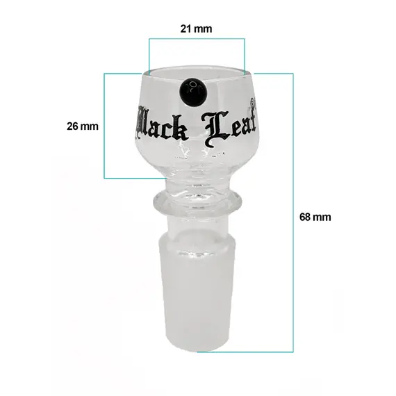 Rounded Glass Bowl Black Leaf 18.8 mm, Bowl Joint Size: 18.8, Color: Black, 2 image