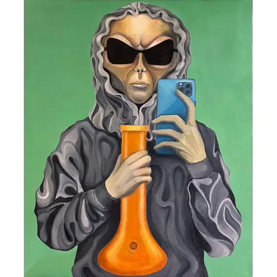 ტილო ზეთის საღებავი "Fred with an Orange Bong" 50 x 60 სმ