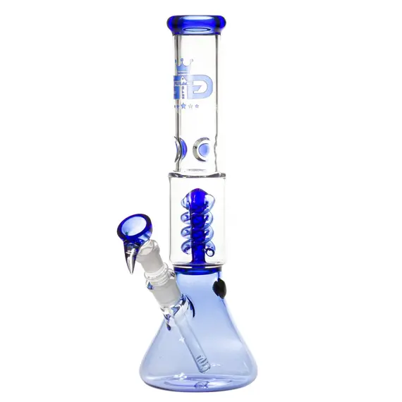 Glass Bong Small Boy Blue Beaker Spiral Perc by Grace Glass