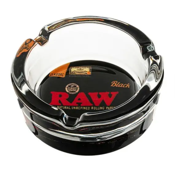 Round Glass Ashtray RAW Black