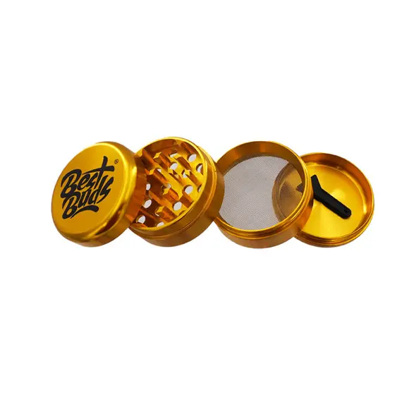 Best Buds Compact Aluminium Grinder - 4 Parts, Various Colors, Color: Orange, 5 image