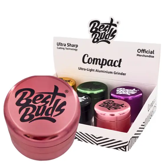 Best Buds Compact Aluminium Grinder - 4 Parts, Various Colors, Color: Pink, 3 image