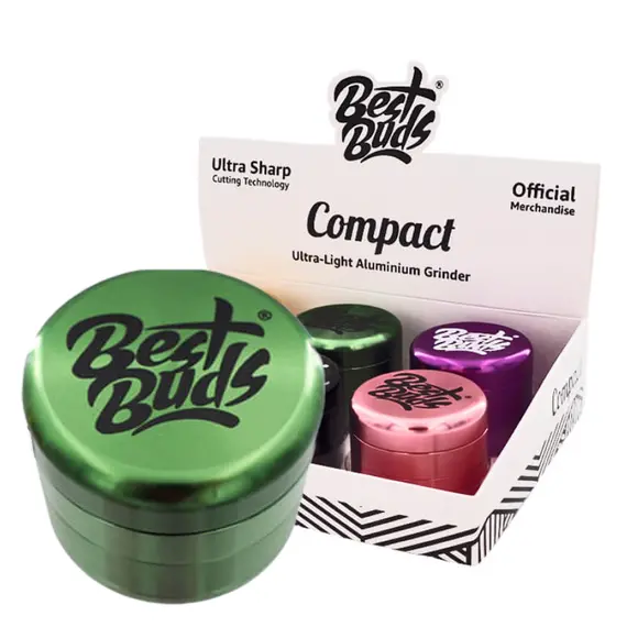 Best Buds Compact Aluminium Grinder - 4 Parts, Various Colors, Color: Green, 4 image