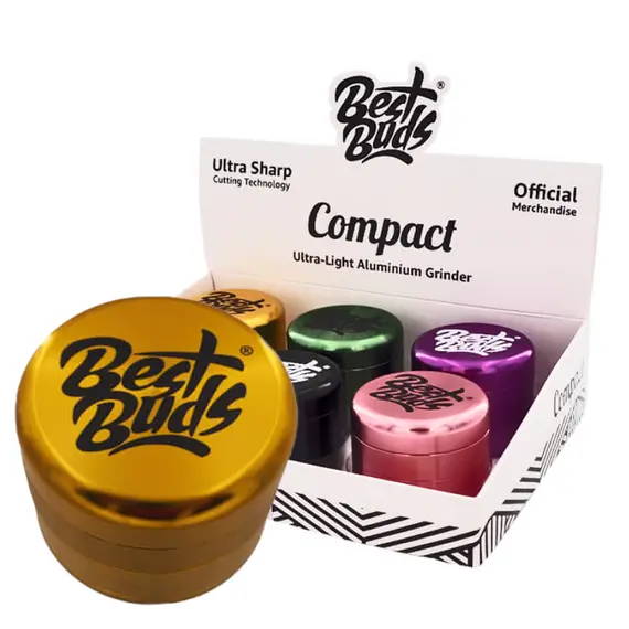 Best Buds Compact Aluminium Grinder - 4 Parts, Various Colors, Color: Orange, 3 image