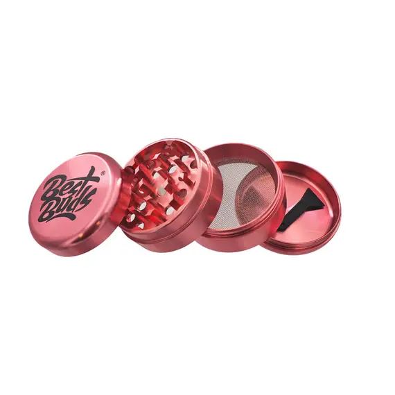 Best Buds Compact Aluminium Grinder - 4 Parts, Various Colors, Color: Pink, 5 image