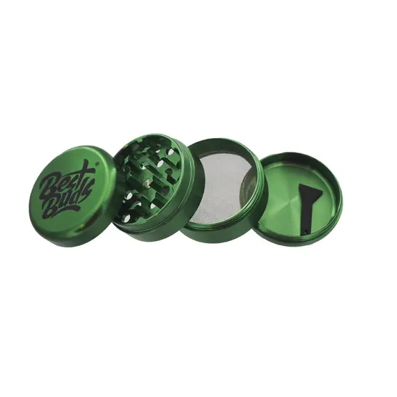 Best Buds Compact Aluminium Grinder - 4 Parts, Various Colors, Color: Green, 5 image