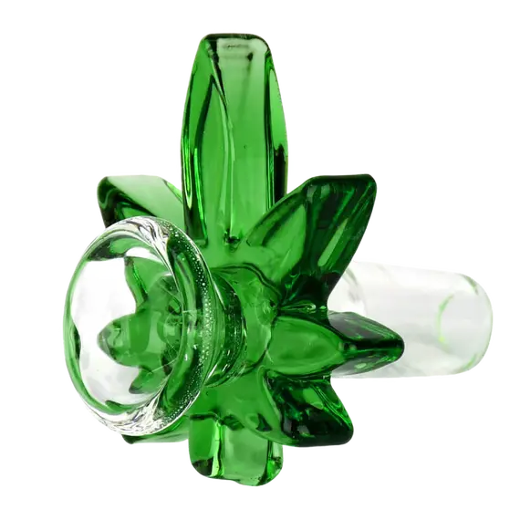 Hemp Leaf Borosilicate Glass Bowl for the Ultimate Smoking Experience, Color: Green