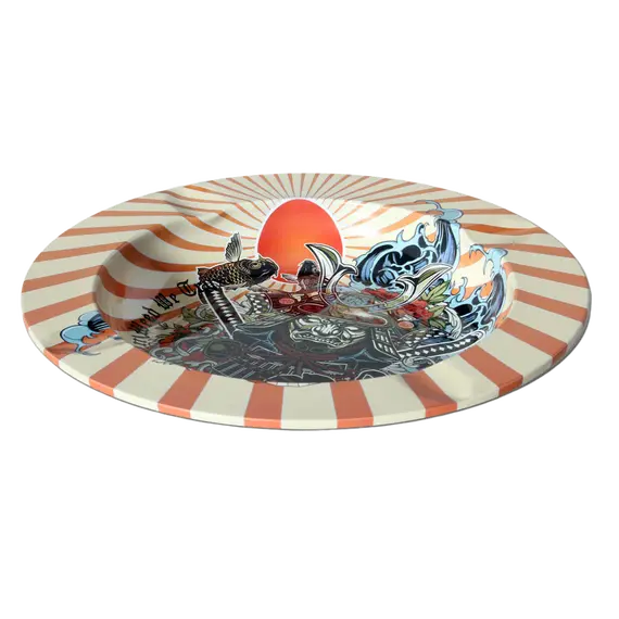 Black Leaf Ronin + Geisha Metal Ashtray: Tradition Meets Style