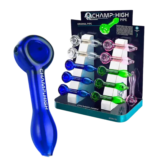 Champ High Glass Pipe: Durable and Stylish Smoking Accessory, Color: Blue