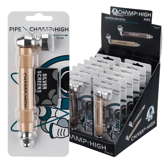 Champ High Wooden Metal Brown Pipe – Stylish and Durable Smoking Accessory, Color: Beige