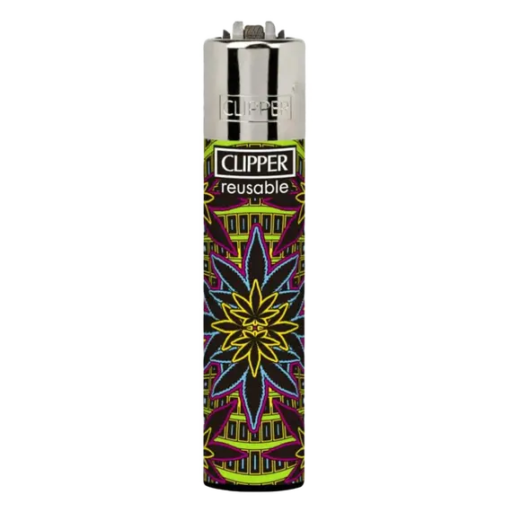 Clipper Lighter Neon Leaves 6: Durable, Refillable, Stylish, Color: Multicolored