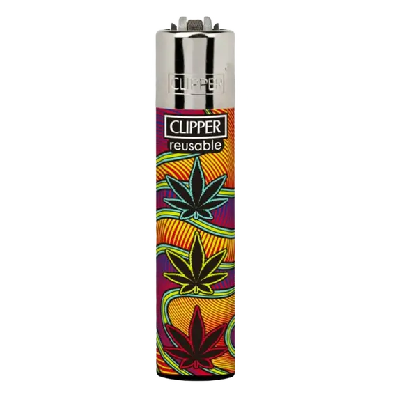 Clipper Lighter Neon Leaves 6: Durable, Refillable, Stylish, Color: Orange