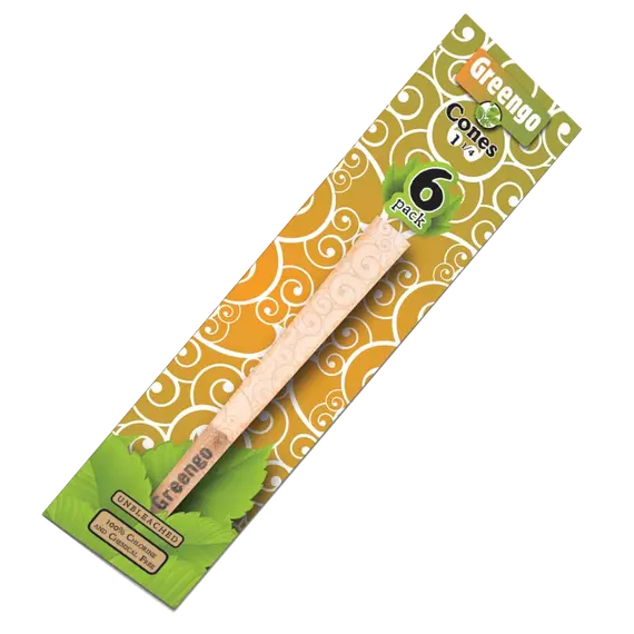 Greengo Unbleached Pre-Rolled Cones 1¼ Size - Pack of 6