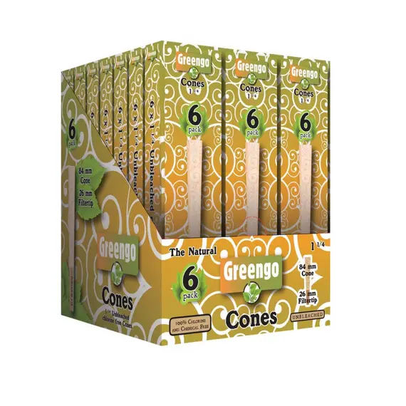 Greengo Unbleached Pre-Rolled Cones 1¼ Size - Pack of 6, 4 image
