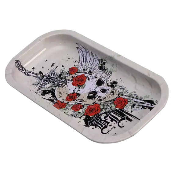 Metal Rolling Tray Skull+Roses: Roll in Unique Style