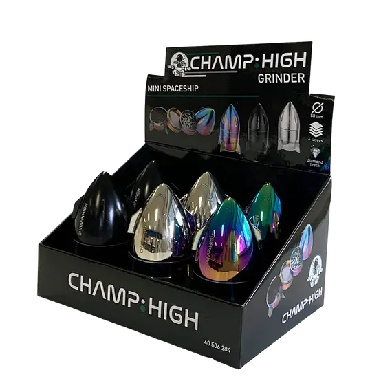 Spaceship 4-Part Metal Grinder by Champ High, Color: Black