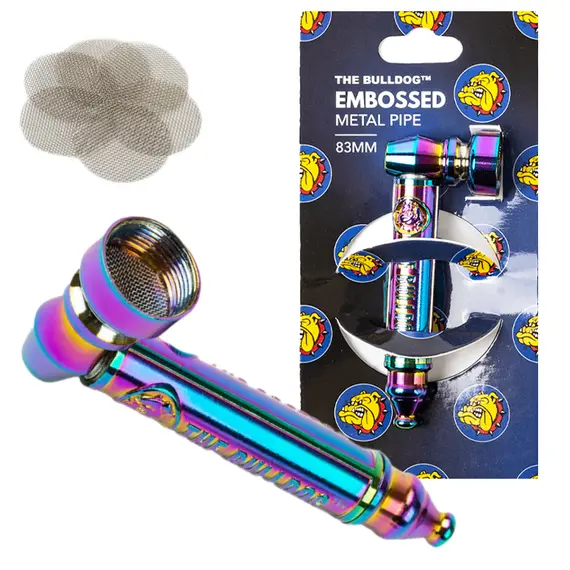 The Bulldog Metal Embossed Pipe Set Rainbow - Stylish and Durable Smoking Accessory, 4 image
