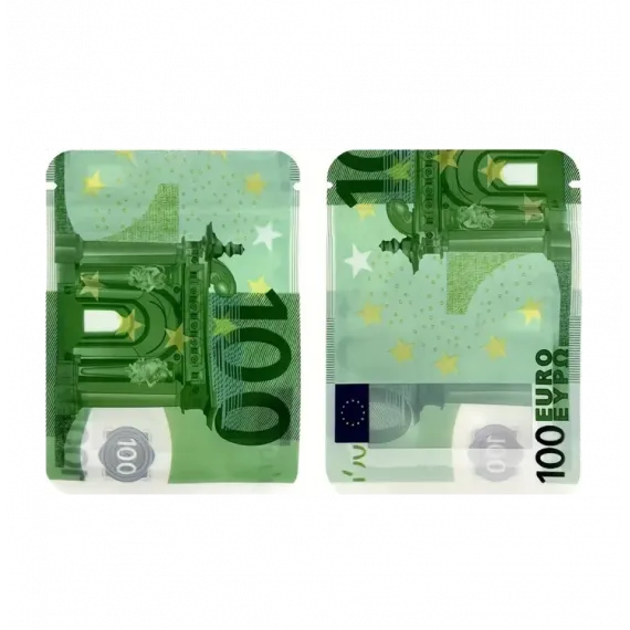 Стильный зиплок пакет с принтом 100 EURO 70мм x 100мм, изображение 3