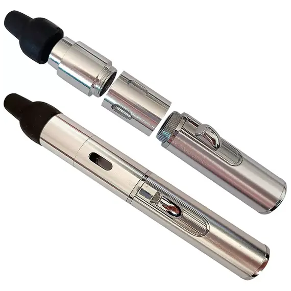 3-Part Pipe with Built-In Lighter and Silicone Mouthpiece, Color: Silver, 2 image