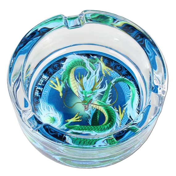 Sturdy Glass Ashtray with Unique and Vibrant Designs, Color: Blue, 3 image