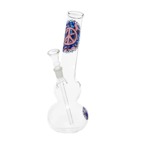 Greenline Glass Bong 26cm Peace Symbol & Kick-Hole for Smooth Hits