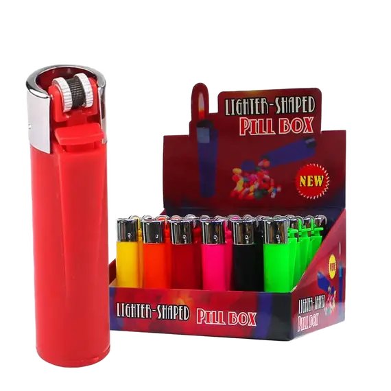 Discreet Lighter Shaped Stash Box for Hidden Storage, Color: Red