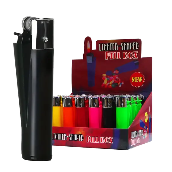 Discreet Lighter Shaped Stash Box for Hidden Storage, Color: Black