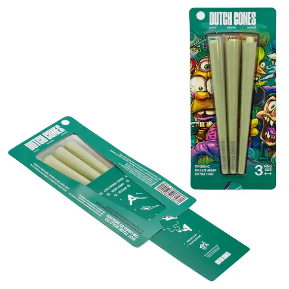 Dutch Cones Green Hemp King Size — органические конусы для самокруток, изображение 2