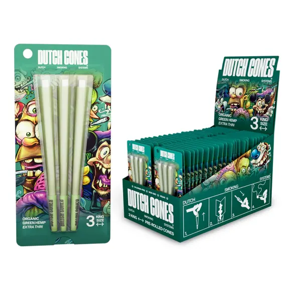 Dutch Cones Green Hemp King Size — органические конусы для самокруток, изображение 4
