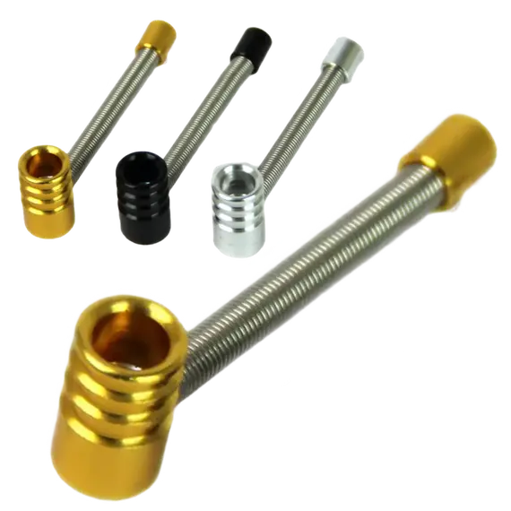 Foldable 10cm Metal Pipe: Compact, Flexible & Travel-Ready, Color: Golden