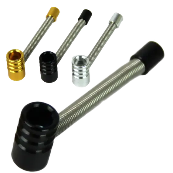 Foldable 10cm Metal Pipe: Compact, Flexible & Travel-Ready, Color: Black