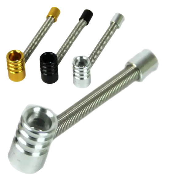 Foldable 10cm Metal Pipe: Compact, Flexible & Travel-Ready, Color: Silver