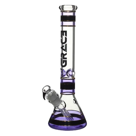 Grace Glass Striped Series Purple Bong with Ice Catcher – 42cm