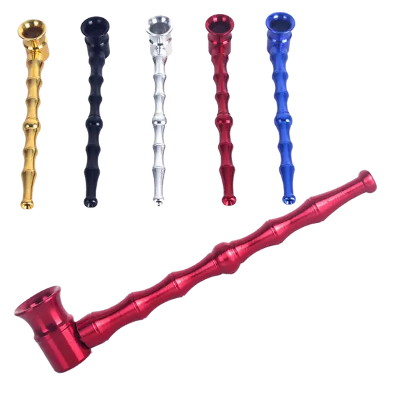 12cm Bamboo-Style Metal Pipe in Various Colors, Color: Red