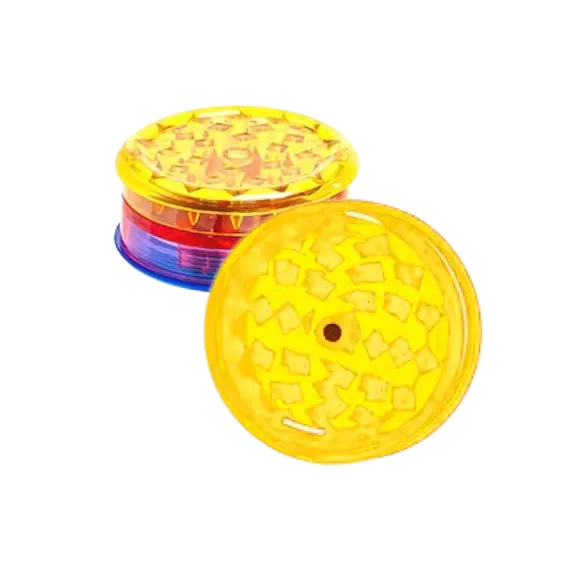 Plastic 3-Part Herb Grinder 61mm with Magnetic Lid – Various Colors, Color: Yellow, 4 image